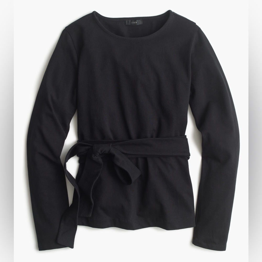 J. Crew Black Long Sleeve Top with Tie Waist